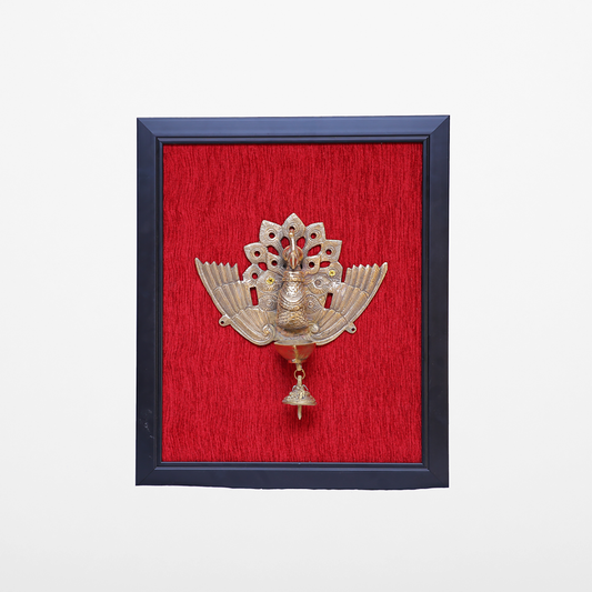 Brass Peacock Wall Frame with Bell