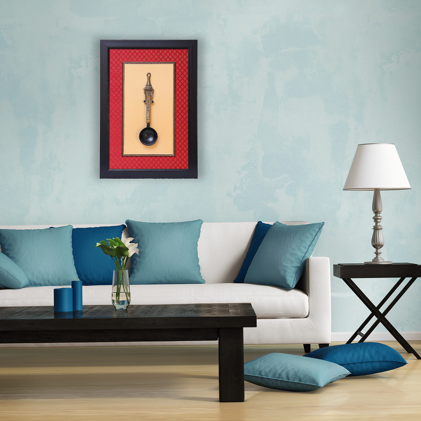 Embrace Tradition with our Brass Kapoor Aarti Spoon in Black Fiber Frame