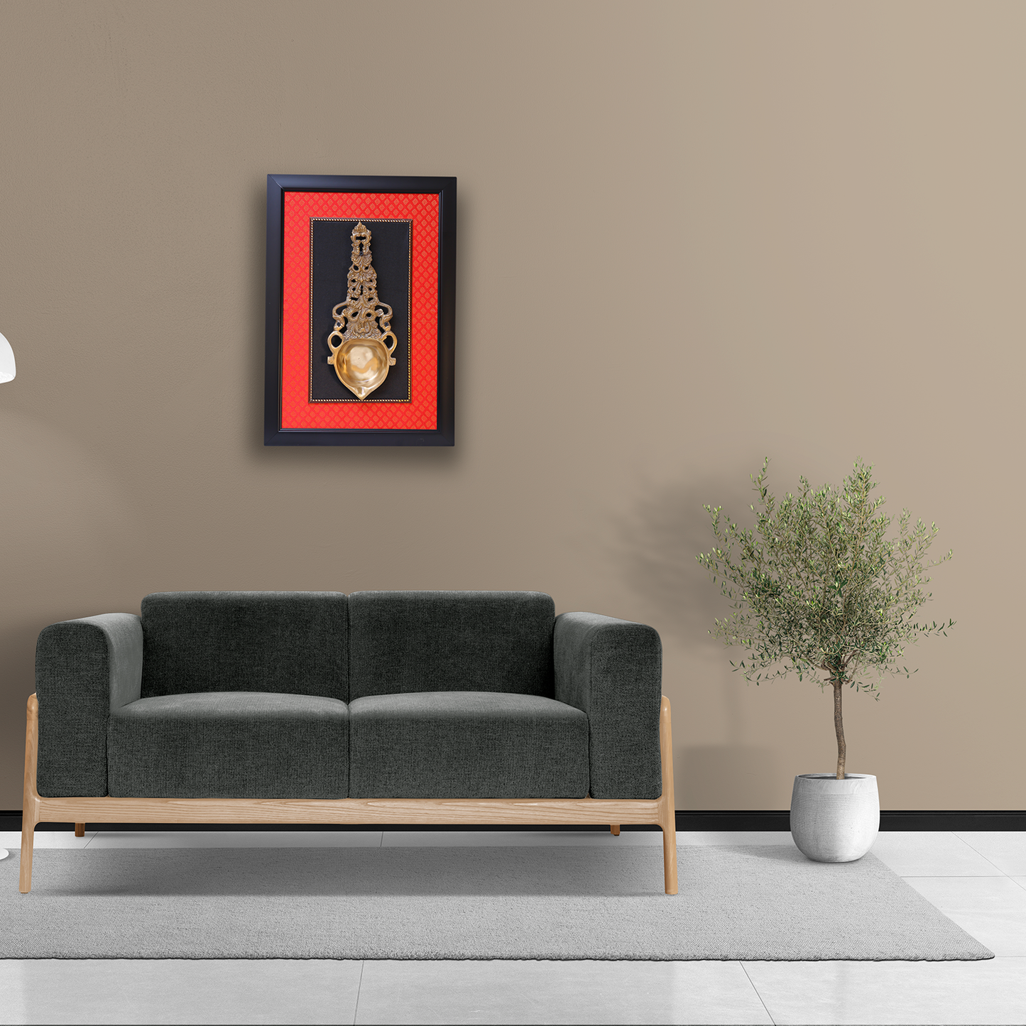 Artistic Brass Aarti Spoon in Fiber Frame