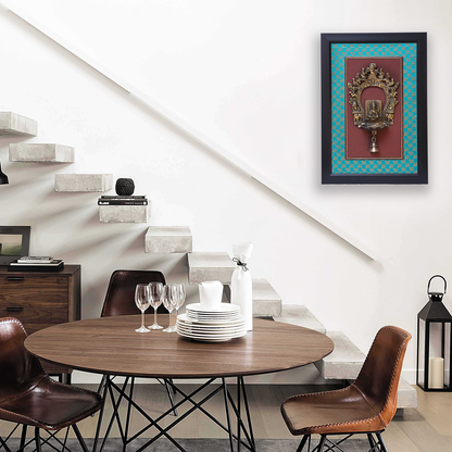 Brass Lord Lakshmi Hanging Diya Fiber Wall Frame