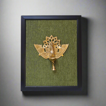 Brass Peacock Wall Frame with Bell
