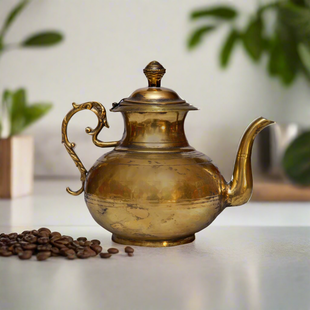 Vintage Solid Brass Tea Pot