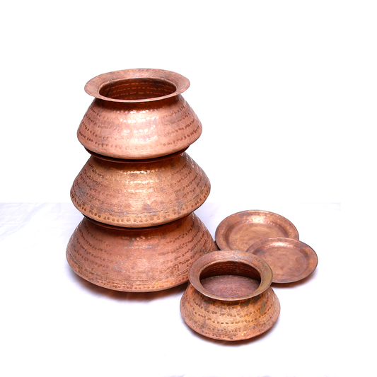 Set of 4 Cooking Copper Pots