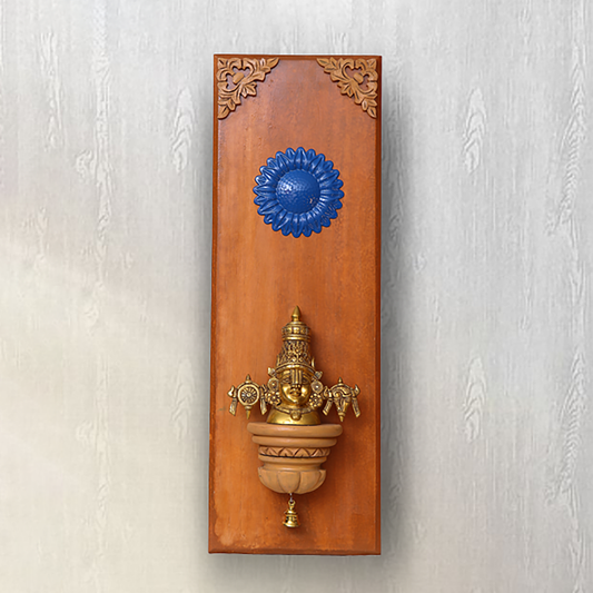 Brass Balaji on a Wooden Stand Wall Frame