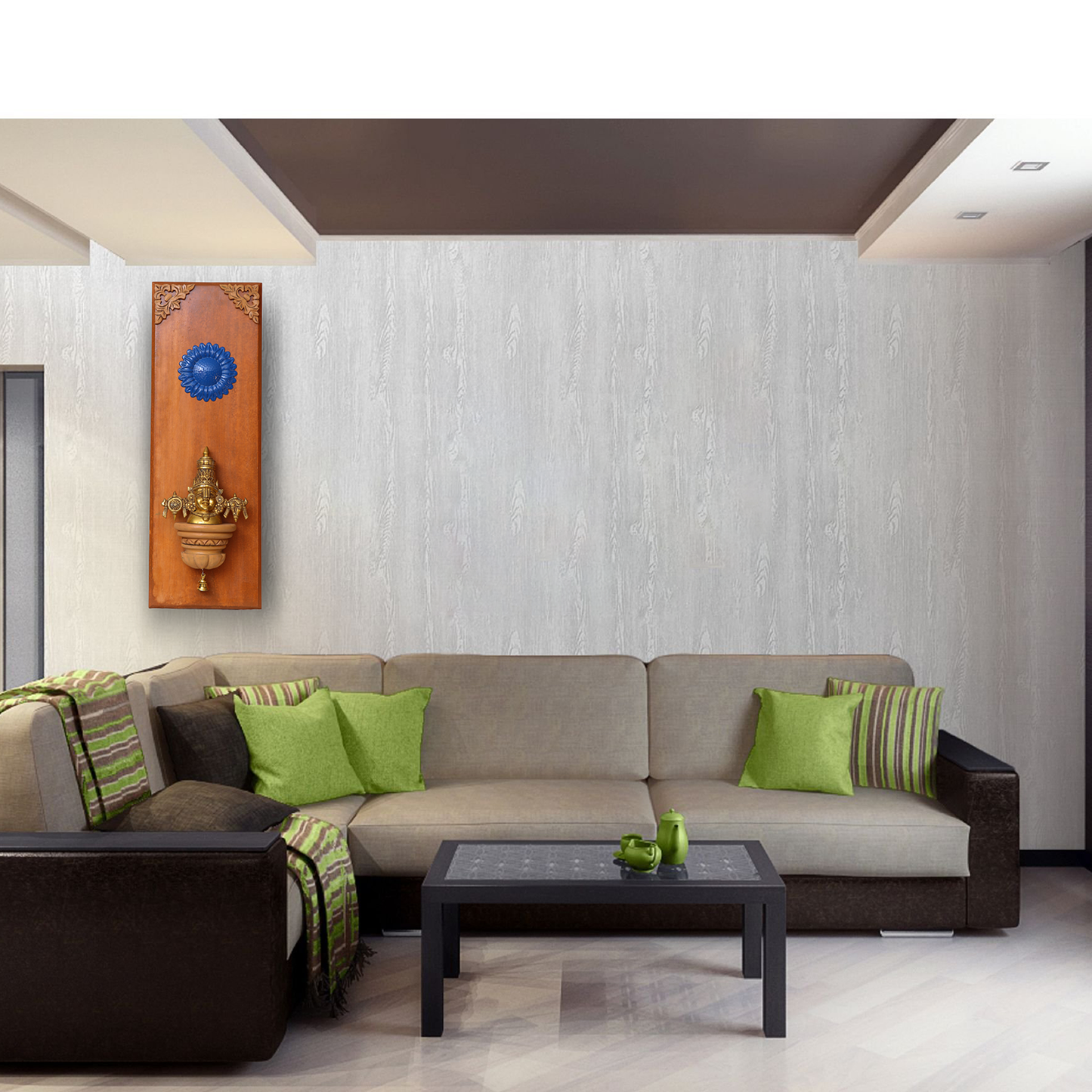 Brass Balaji on a Wooden Stand Wall Frame