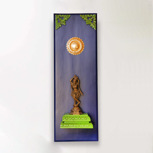 Brass Female Figurine on a Wooden Stand Wall Frame
