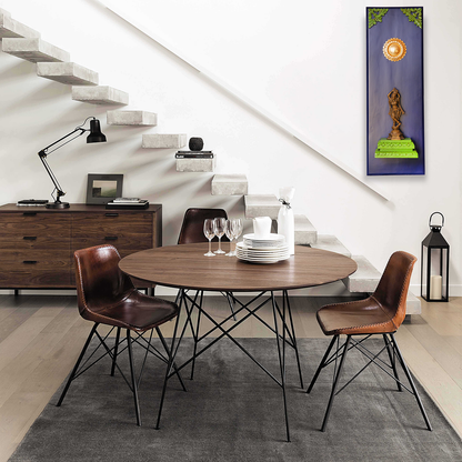 Brass Female Figurine on a Wooden Stand Wall Frame