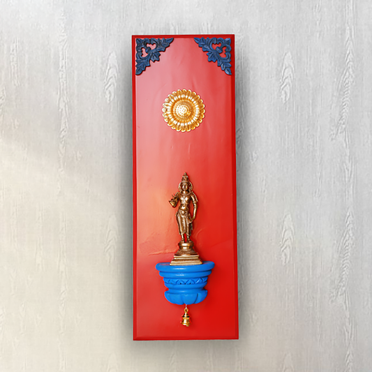 Brass Goddess Idol on Wooden Stand Wall Frame