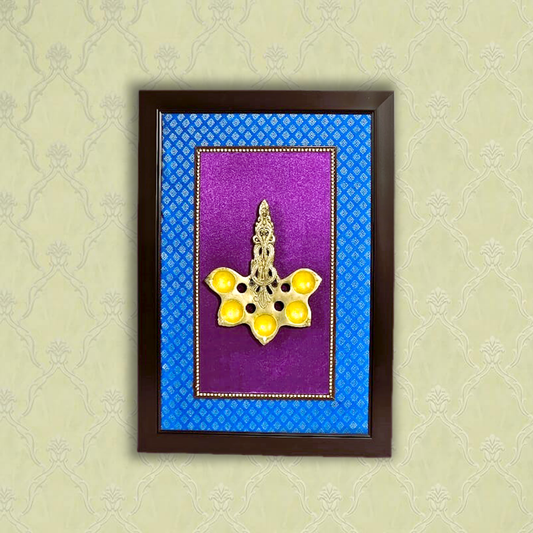 Brass Aarti Spoon Beautifully Designed in a Frame