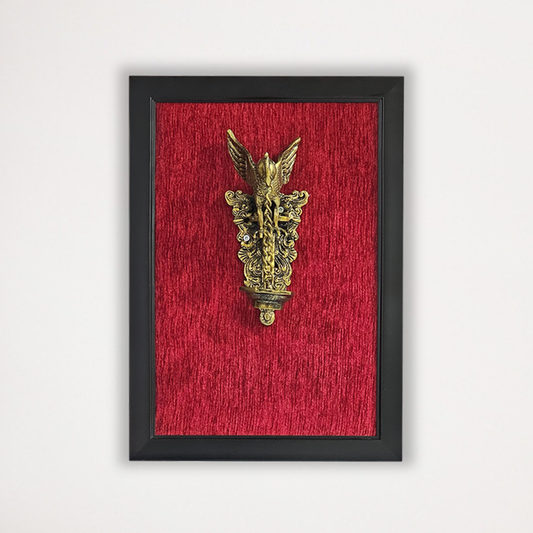 Garuda Faced Brass Hanging Diya in Frame