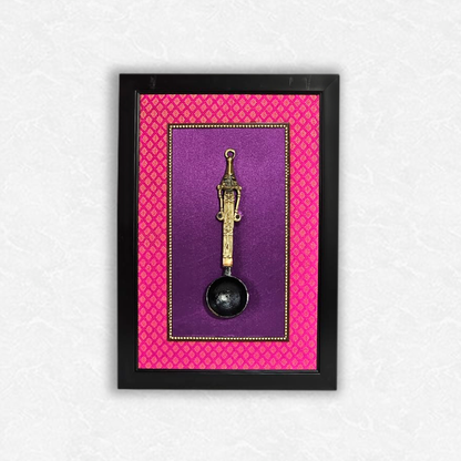 Embrace Tradition with our Brass Kapoor Aarti Spoon in Black Fiber Frame