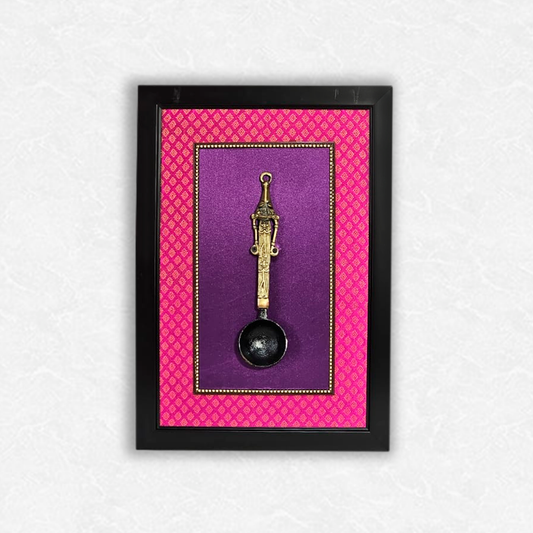 Embrace Tradition with our Brass Kapoor Aarti Spoon in Black Fiber Frame