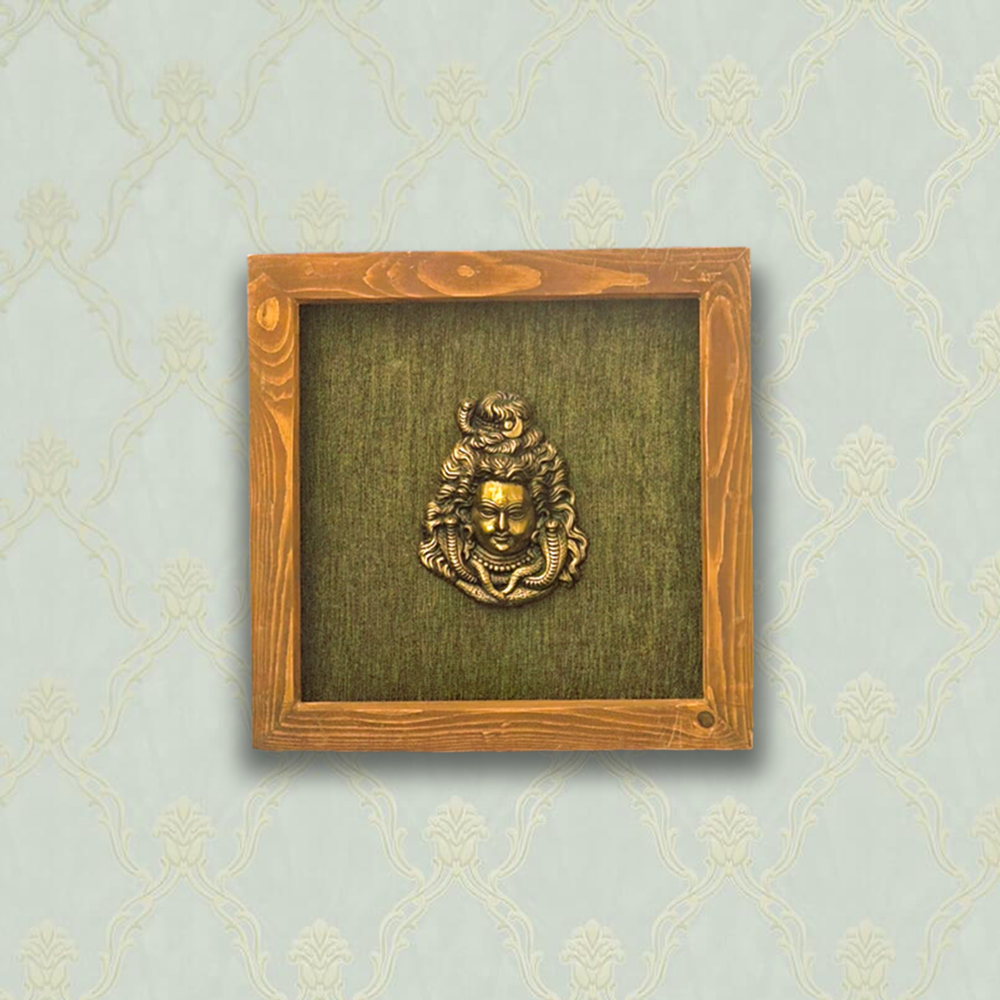 Brass Artistic Face Art of Shiva in Wooden Frame