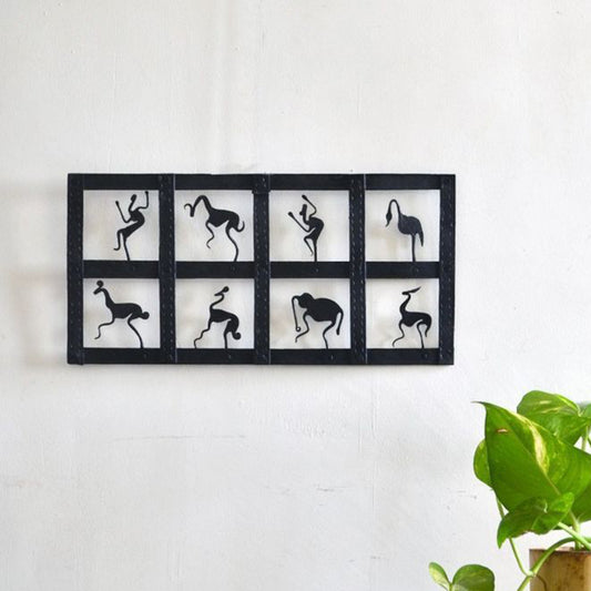 Wrought Iron Hanging Framed Wall Art In Black