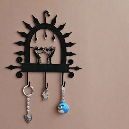 Wrought Iron Tribal Round Three-Hook Keychain Holder