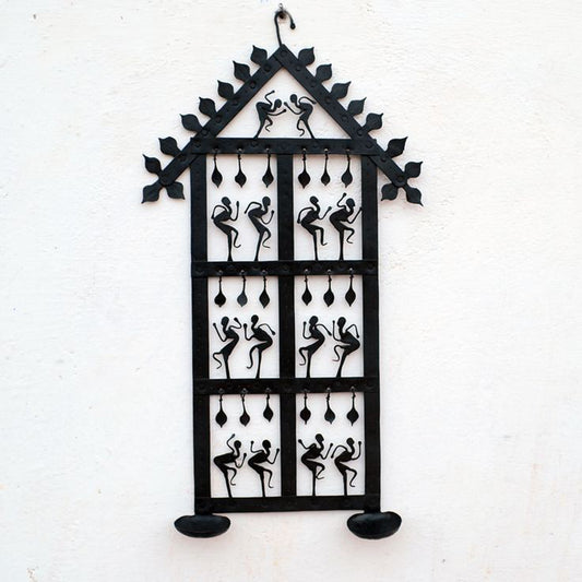 Wrought Iron Tribal Wall Hanging Multi-Tea Light Holder