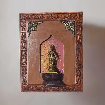 Lord Balaji Brass Idol in Handcrafted Wooden Wall Frame