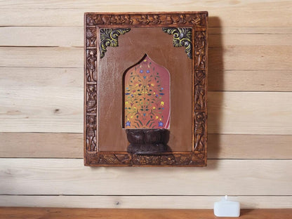 Lord Balaji Brass Idol in Handcrafted Wooden Wall Frame