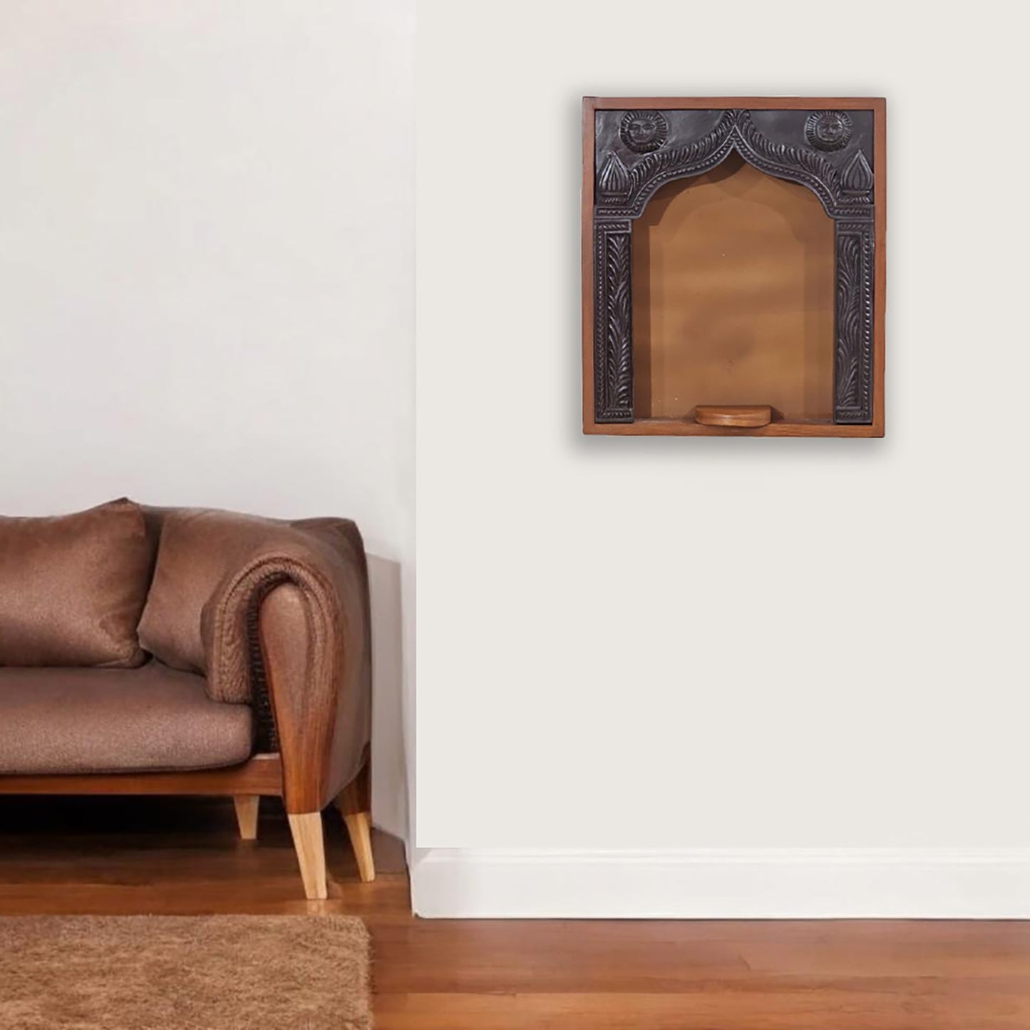 Brass Lord Shiva Idol in Wooden Wall Frame