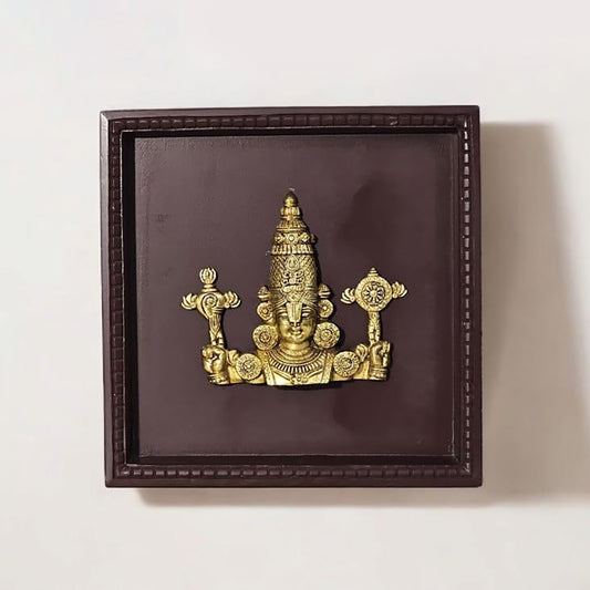 Lord Balaji Brass in Handcrafted Wooden Wall Frame