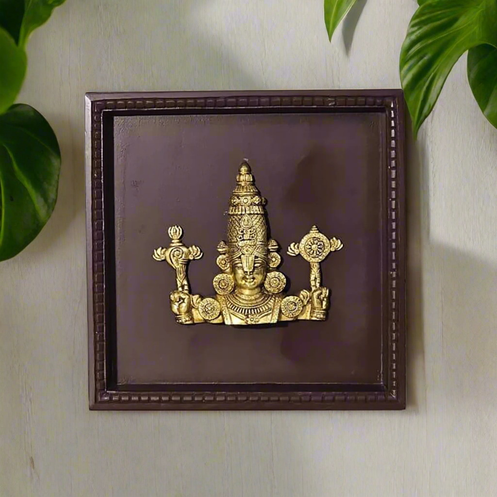 Lord Balaji Brass in Handcrafted Wooden Wall Frame