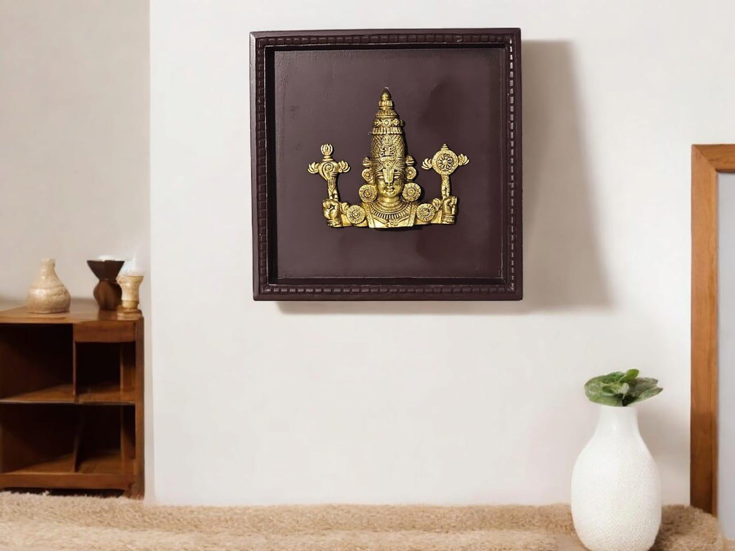 Lord Balaji Brass in Handcrafted Wooden Wall Frame