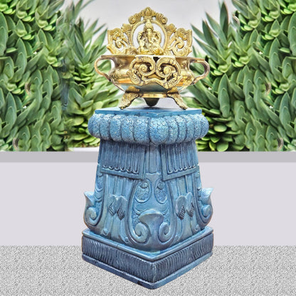 Handcrafted Blue Wooden Decorative Stand