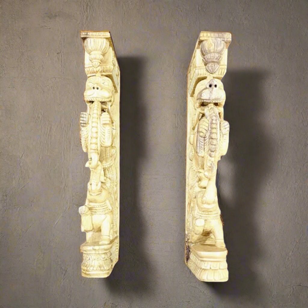 Handcrafted Wooden Wall Brackets - Pair