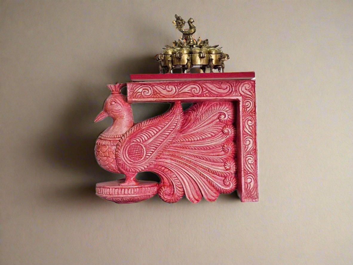 Handcrafted Wooden Peacock Bracket