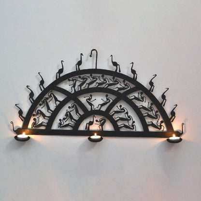 Wrought Iron Tribal Semi-Circle Wall Hanging: Artistic Flair for Your Walls