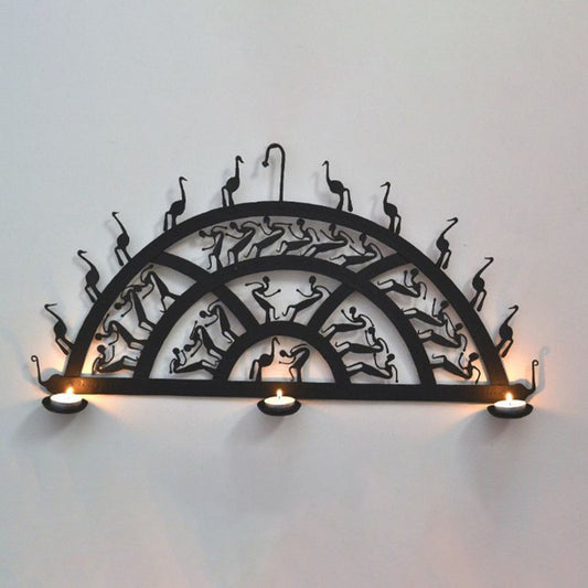 Wrought Iron Tribal Semi-Circle Wall Hanging: Artistic Flair for Your Walls