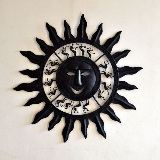 Wrought Iron Abstract Tribal Sun: Symbol of Radiance and Culture